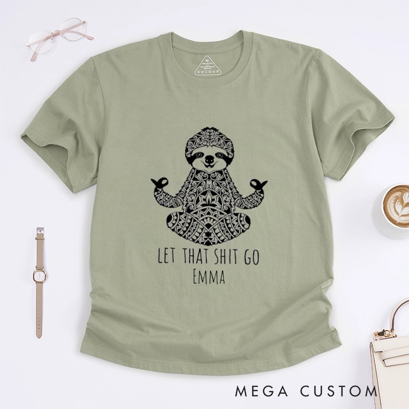 Personalized Meditation Sloth T-Shirt Humorous Animal T-Shirt Yoga Funny T-Shirt Yoga Lover Animal Lover