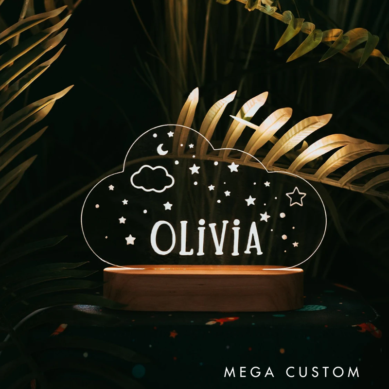 Personalized Starry Night and Cloud-Themed for Dreamy Light Fixtures Gift for New Baby