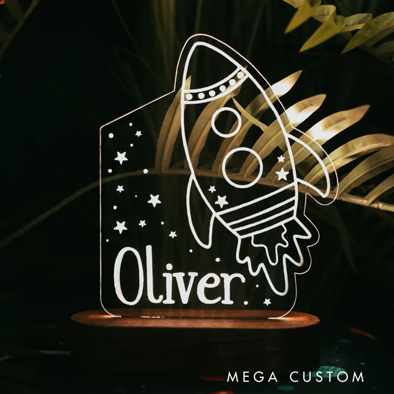 Personalized Rocket and Space-Themed for Adventure Light Fixtures Gift for Baby