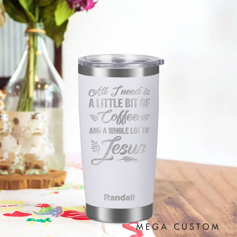 Personalized Coffee and Jesu Stainless Steel Tumbler Insulated Travel Mug Engraved Christian Coffee Cup Jesus Gift Religious Gift for Her Gift for Him