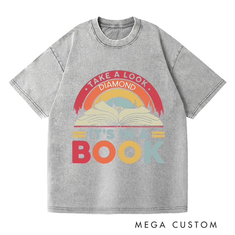 Personalized Reading Rainbow Washed T-Shirts Take a Look It’s in a Book Shirt Reading Vintage Retro Rainbow Shirt with Name Reading Book Gift Shirt Book Lover T Shirt