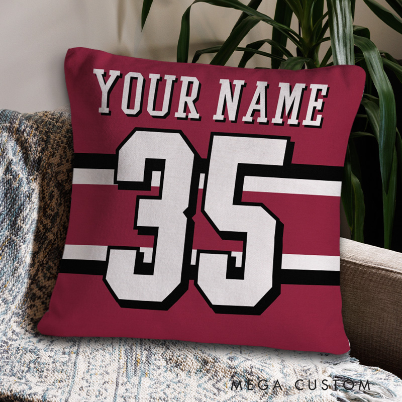 [Copy]Personalized American Football and Rugby Pillow with Two-Color Striped Design, Custom Name, and Number