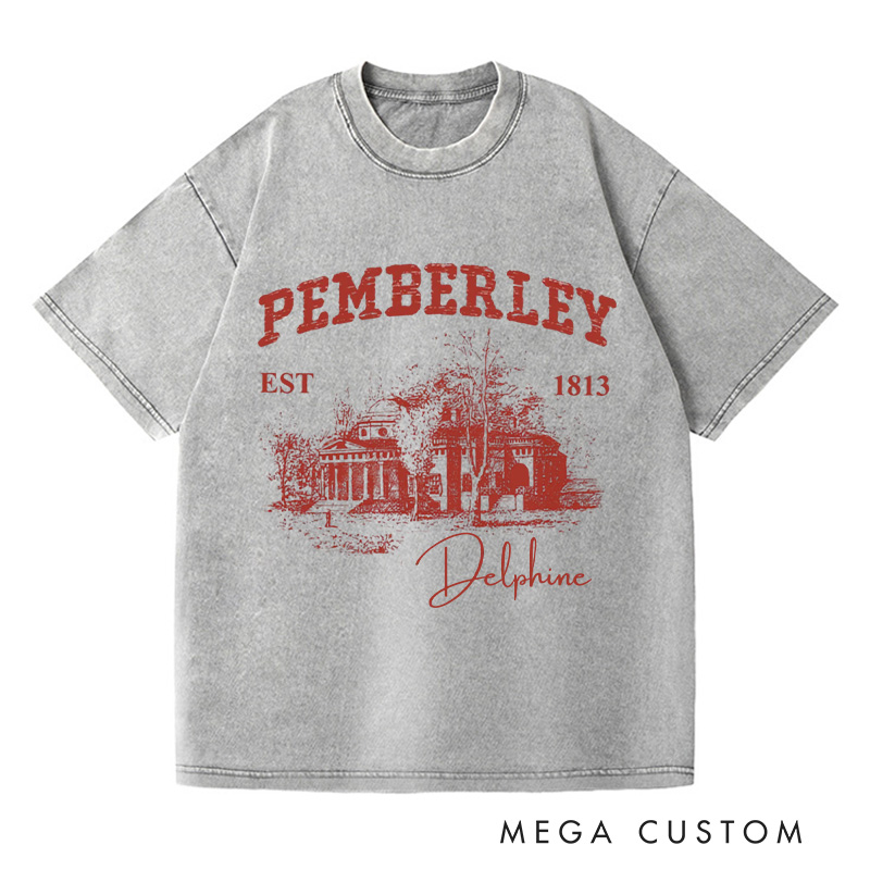 Personalized Pemberley Light Academia Washed T-Shirts Literature Literary Book Shirt Librarian Tee Book Lover Shirt Bookish Reading Bibliophile Gift