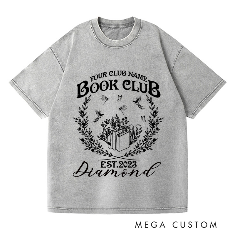 Personalized Book Club Washed T-Shirts Since Reading Club Shirt Bookish Gift Book Lover Gift Book Lover Shirt Name Book Club Tee Book Gift