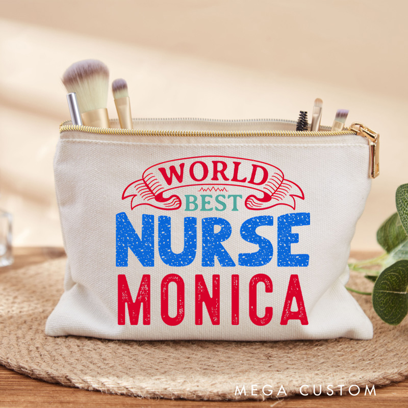 Personalized Makeup Bag for Nurse World Best Nurse Design Fashion Cosmetic Bag Gift