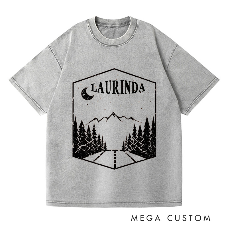 Personalized Nature Washed T-Shirts Mountains Trip Shirt with Name Nature Tee Shirt Gift For Traveler Gift Trip Lover Gift