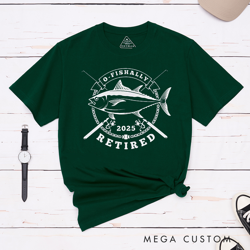 Personalized Fishing O-Fishally Retired T-Shirt Great Retirement Gift for Fishing Lover Dad Grandpa