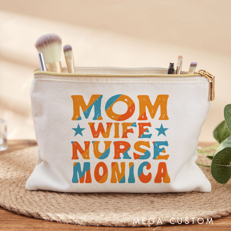 Personalized Makeup Bag for Nurse Mom Wife Nurse Design Fashion Cosmetic Bag Gift
