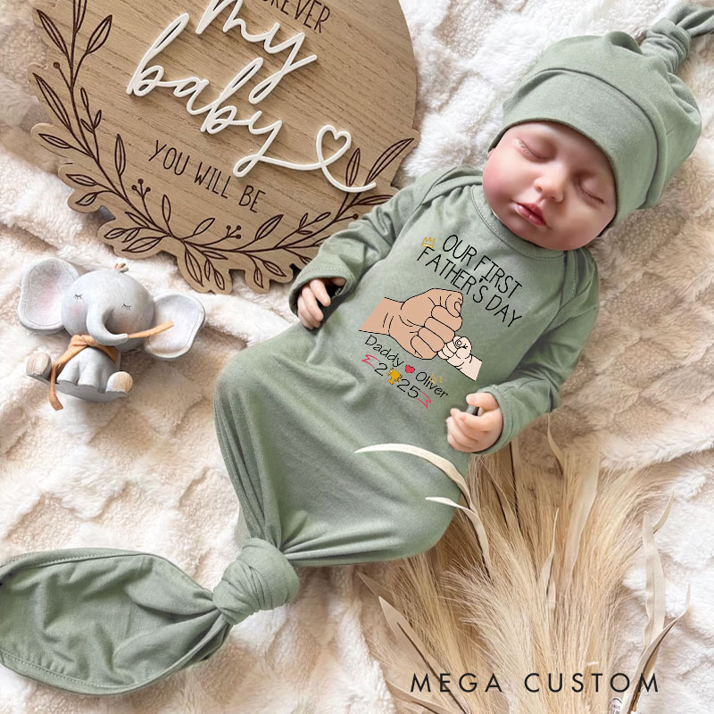 Personalized Fist Bump Father and Baby Tees Best Dad Our First Father’s Day Gift for New Dad