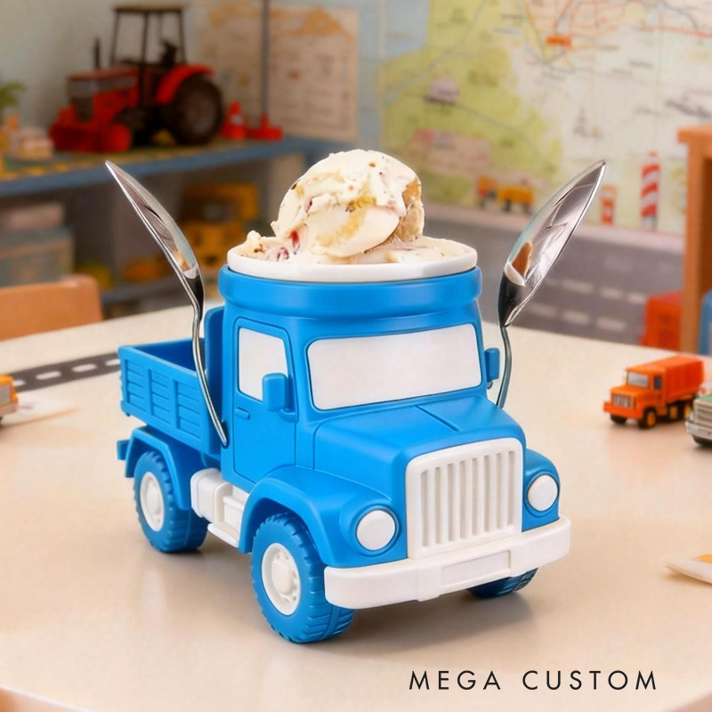 Colorful and Cool Trucks Ice Cream Pint Holder 3D Printed Cozy with Spoon Slot 