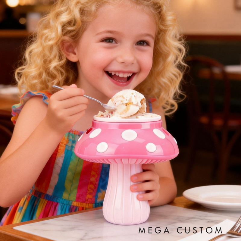 Cartoon Colorful Mushrooms Ice Cream Pint Holder 3D Printed Cozy with Spoon Slot Birthday Gifts for Kids