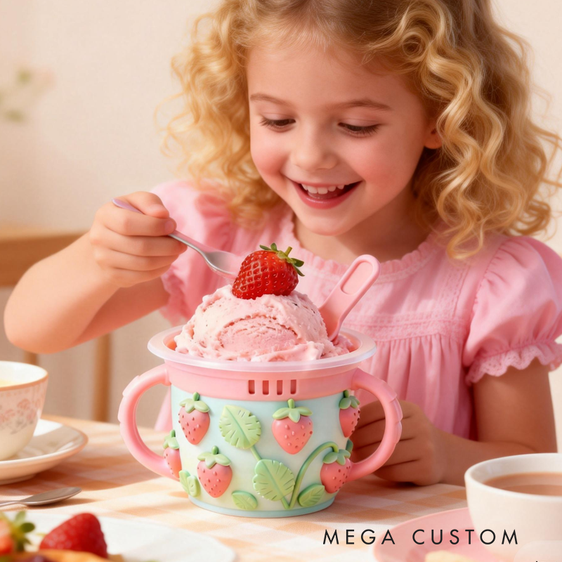 Cute Pink Strawberry Ice Cream Pint Holder 3D Printed Cozy Birthday Gifts for Kids