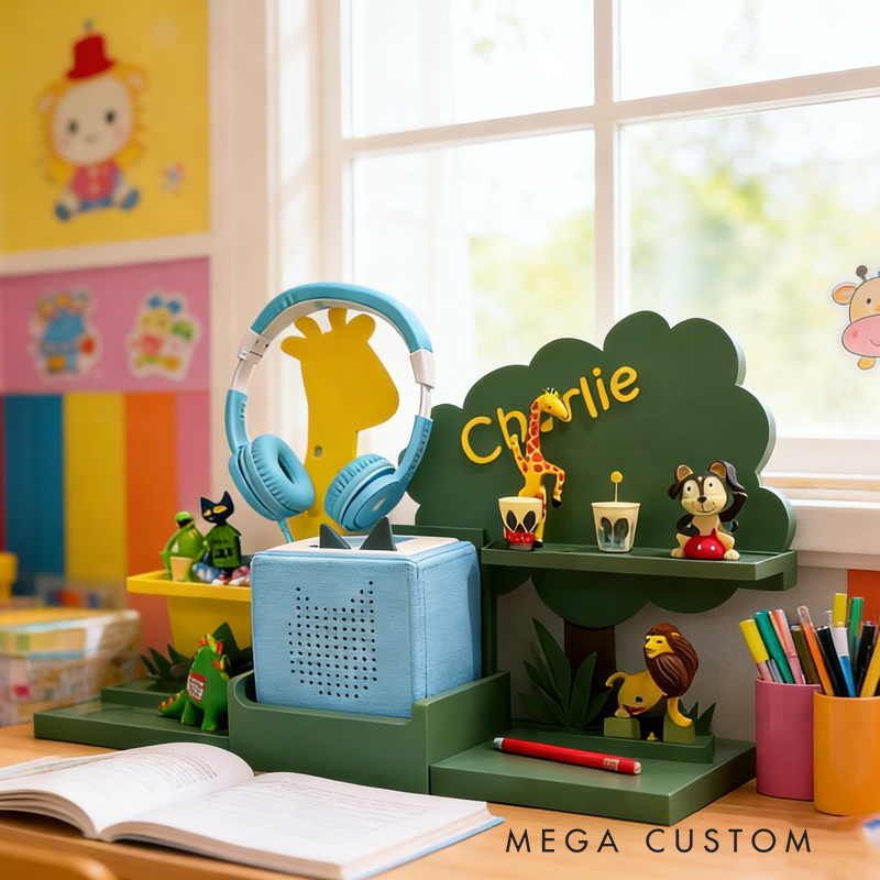 Personalized Jungle Theme Holder Birthday Gift for Kids Kids Room Decor Unisex Nursery Shelf & Character Display