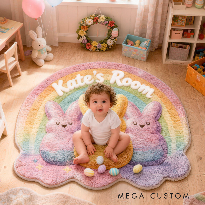 Personalized Cute Easter Peeps Bunnies with Name Home Decor Easter Gift for Kids Birthday Gift for Kids