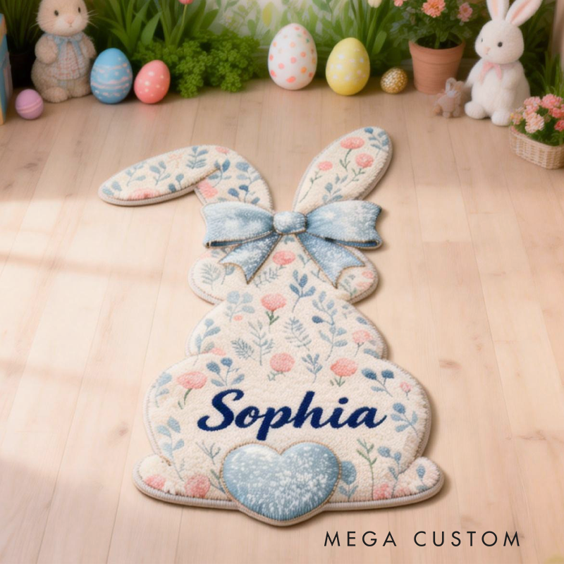 Personalized Cute Bunny Back View with Name Home Decor Easter Gift for Kids Birthday Gift for Kids