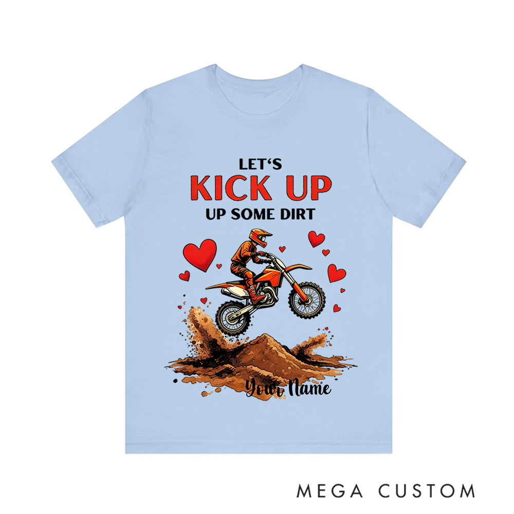 Personalized Couple’s Motocross T-Shirt Custom Dirt Bike Design for Riders in Love