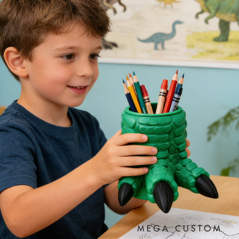 Dinosaur Claw Pencil Holder Green Dino Foot Desk Organizer Birthday Gift for Kids Kids Room Decor 