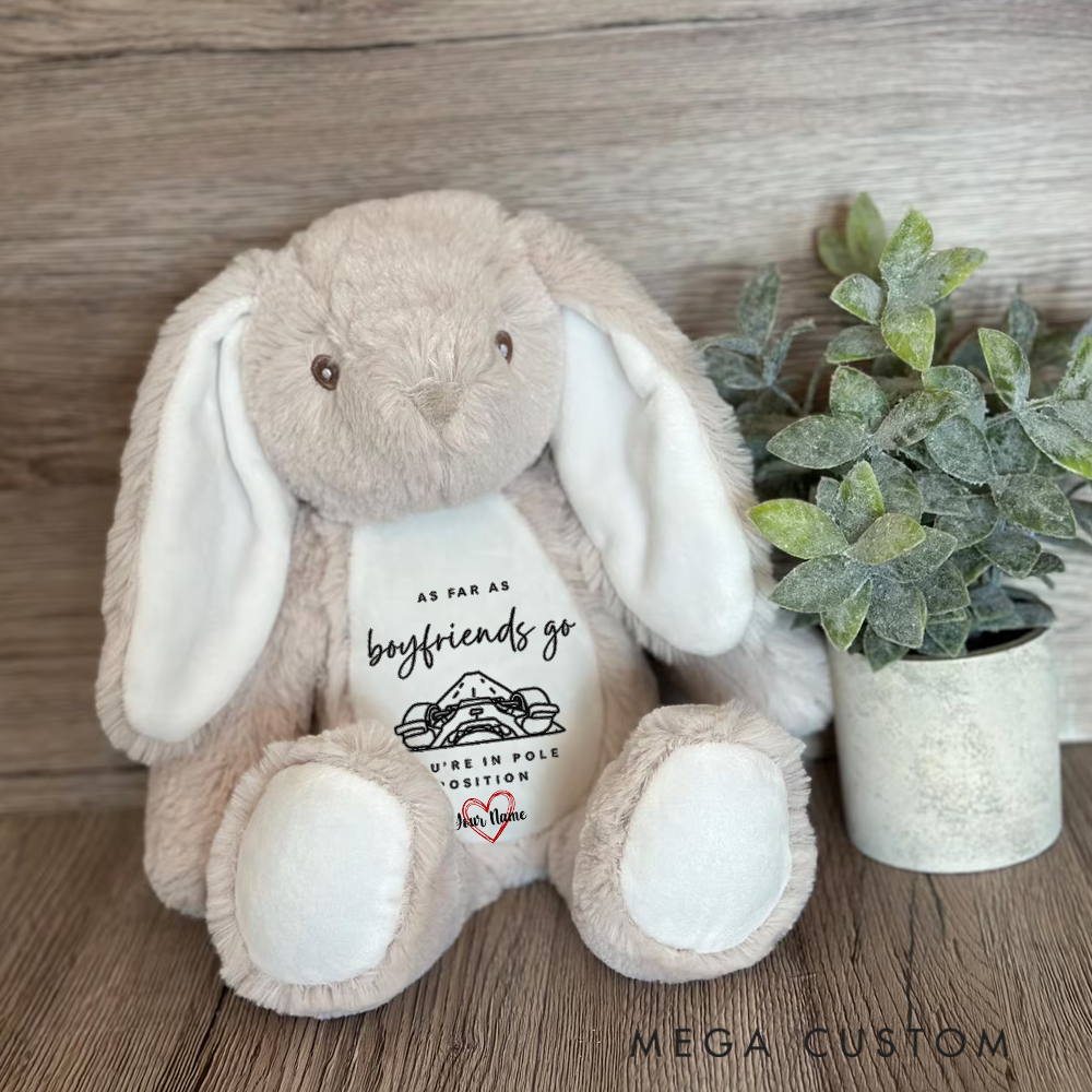 Personalized Racing Bunny Plush You're in Pole Position Custom Gift for Boyfriends