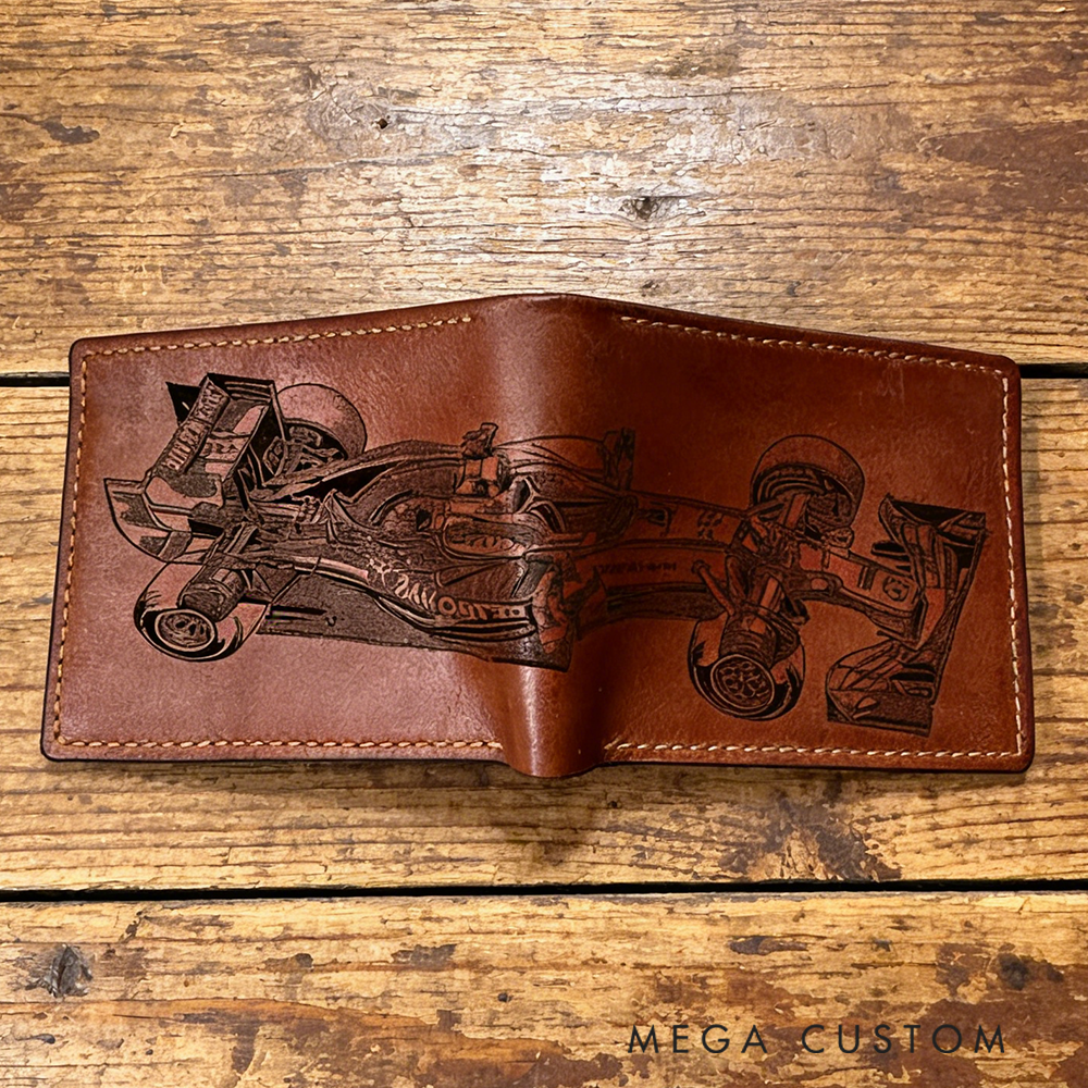 Printed Racing Car Design Leather Wallet - Perfect Gift for Motorsport Enthusiasts