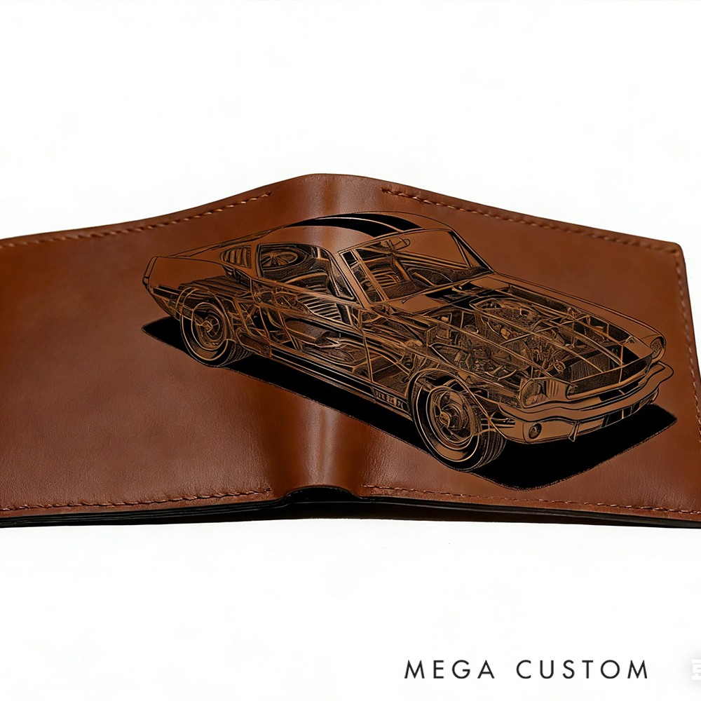Personalized Classic Car Design Leather Wallet - Perfect Gift for Car Enthusiasts