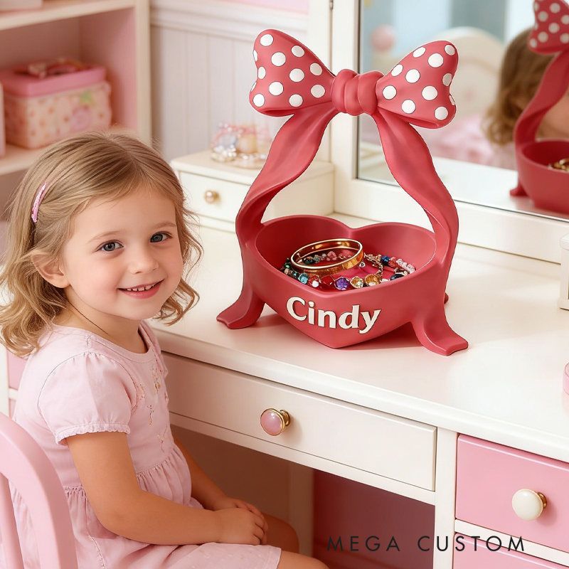 3D Printed Cute Bow Jewelry Organizer Vanity Decor Lipstick and Cosmetic Holder Stylish Desktop Storage