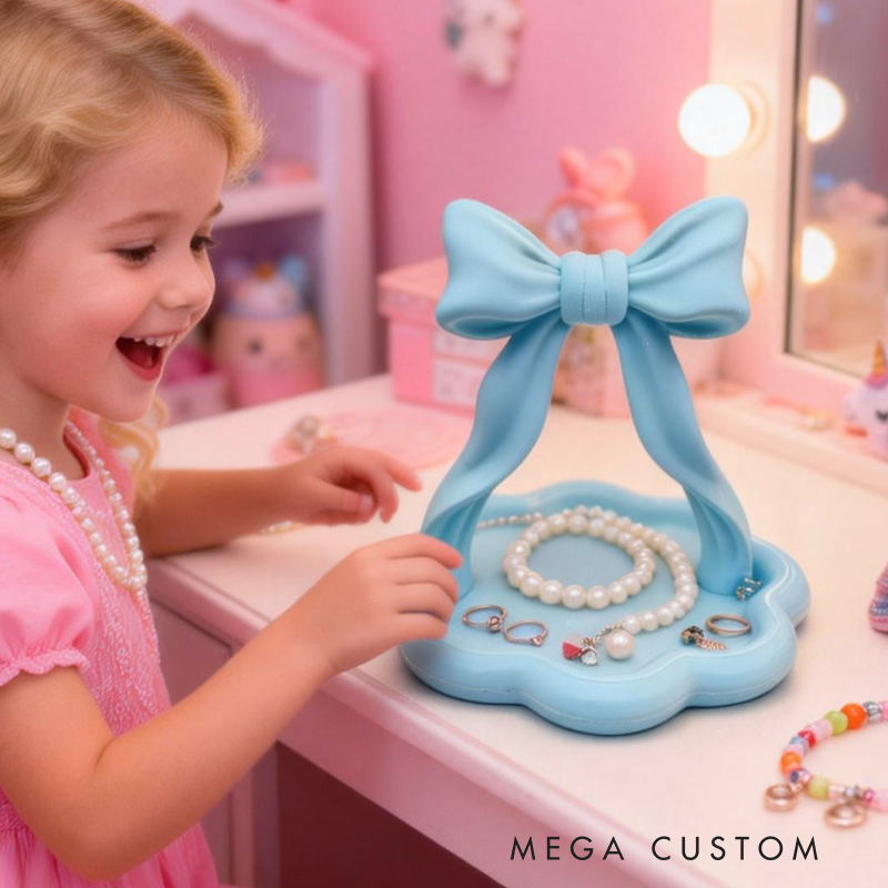 3D Printed Ribbon Bow Jewelry Organizer Vanity Decor Lipstick and Cosmetic Holder Stylish Desktop Storage