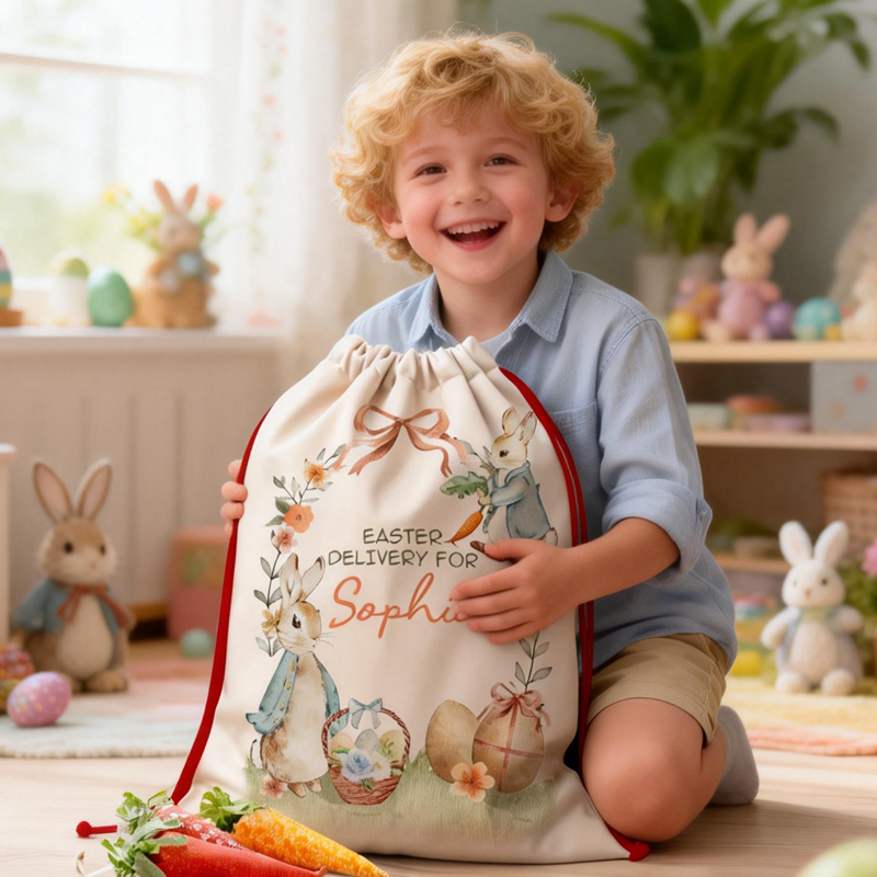 Personalized Easter Basket Personalized Easter Sack for Easter Easter Egg Hunts Bunny Baskets for Kids Bag Boys Girls Easter Gifts Bunny Sack