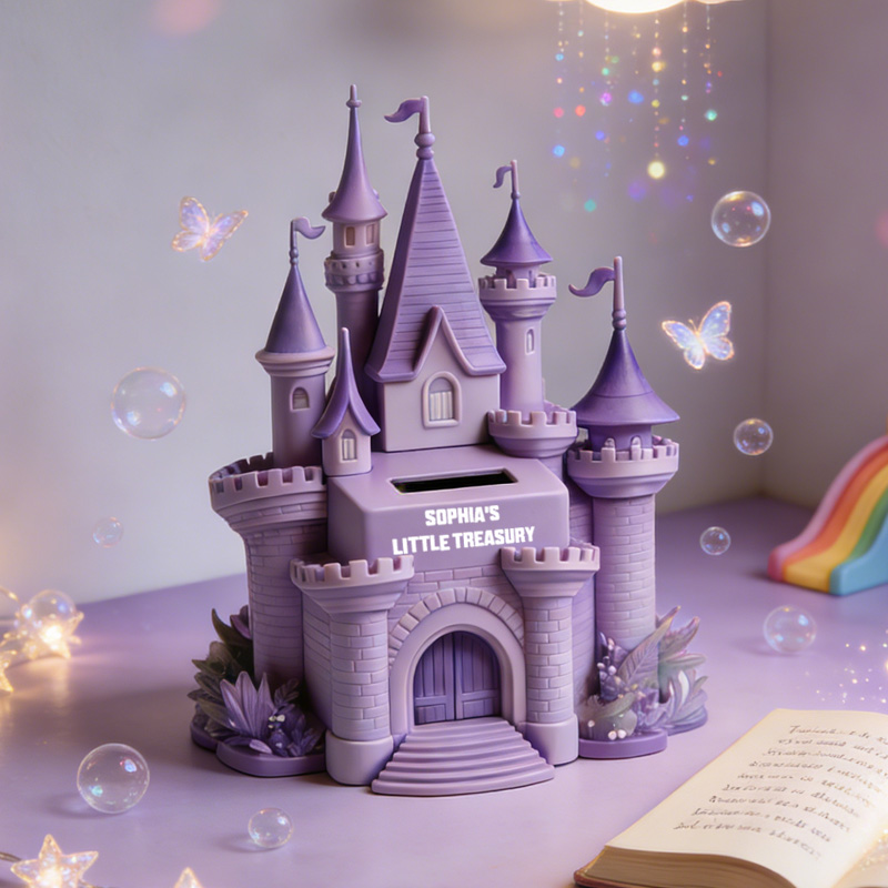 Personalized Princess Castle Theme Name Custom Kids Savings Coin Money Box Fairy Tale Gift Decor 3D Printing Piggy Bank