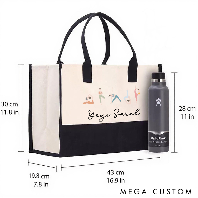 Personalized Yoga Tote Bag with Yoga Pose Design Canvas Tote Bag Perfect for Yoga Gym and Daily Use