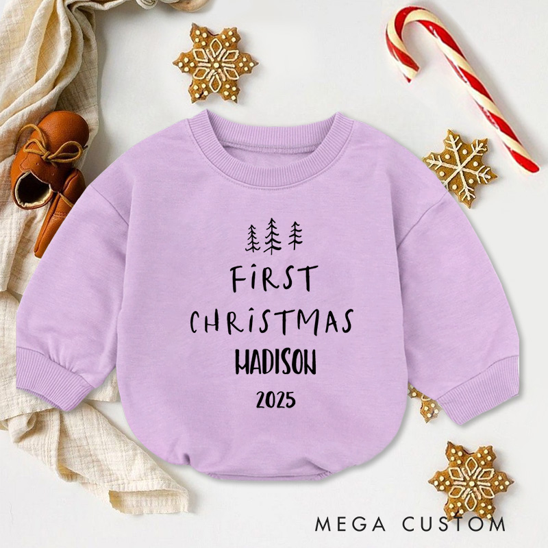 Personalized First Christmas with Name Baby Onesie Perfect for Marking a Baby’s First Holiday Baby Bodysuit
