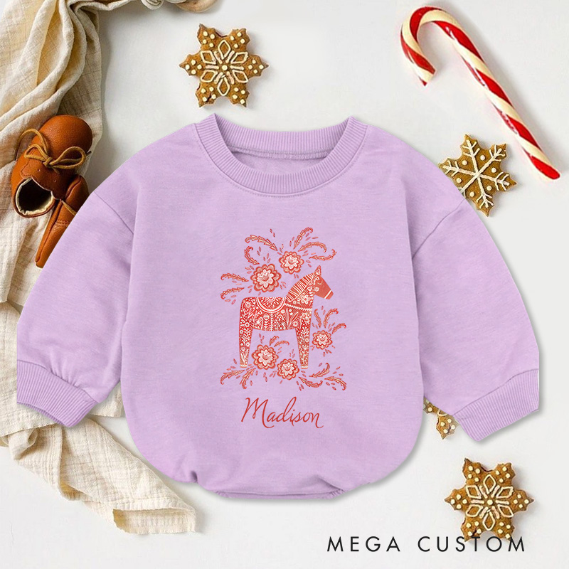 Personalized Floral Reindeer Baby Onesie Perfect for Adding Charm and Elegance to Festive Outfits Baby Bodysuit