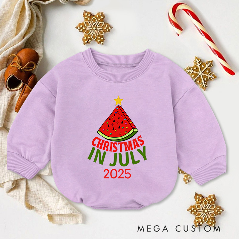 Personalized Christmas in July Watermelon Baby Onesie Perfect for a Unique and Fun Holiday Celebration Baby Bodysuit