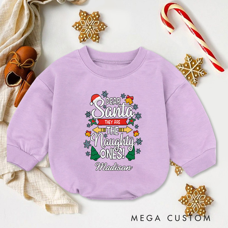 Personalized Dear Santa Naughty Ones Baby Onesie Perfect for Adding Humor to Festive Celebrations Baby Bodysuit