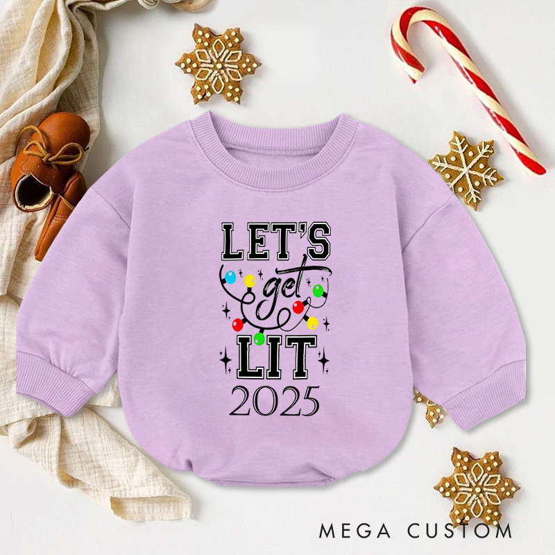 Personalized Let's Get Lit Baby Onesie Perfect for Fun and Playful Holiday Celebrations Baby Bodysuit
