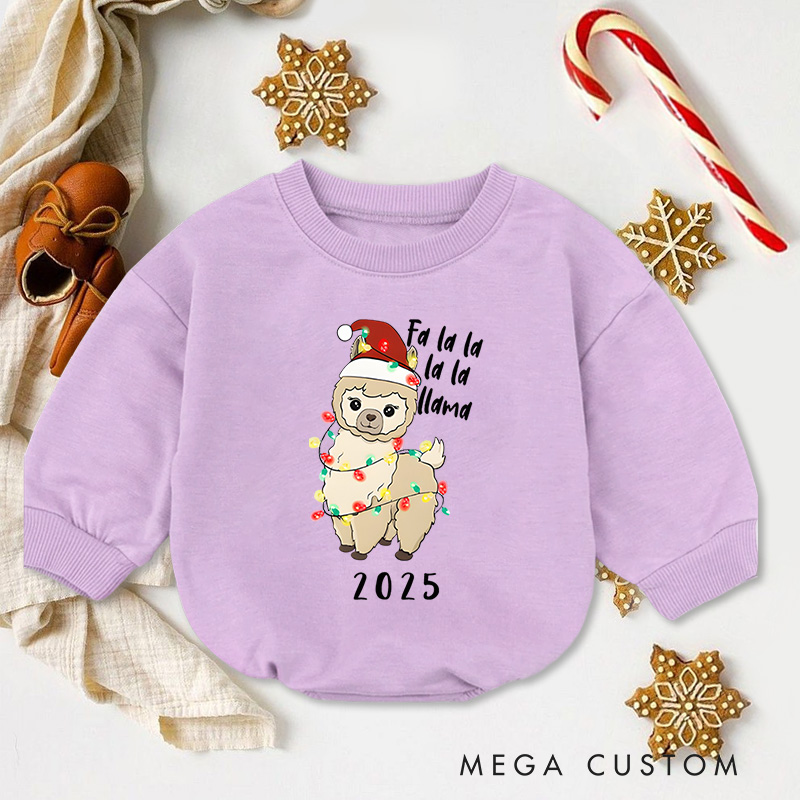 Personalized Fa La La Llama Baby Onesie Perfect for Adding a Whimsical Touch to Holiday Outfits Baby Bodysuit