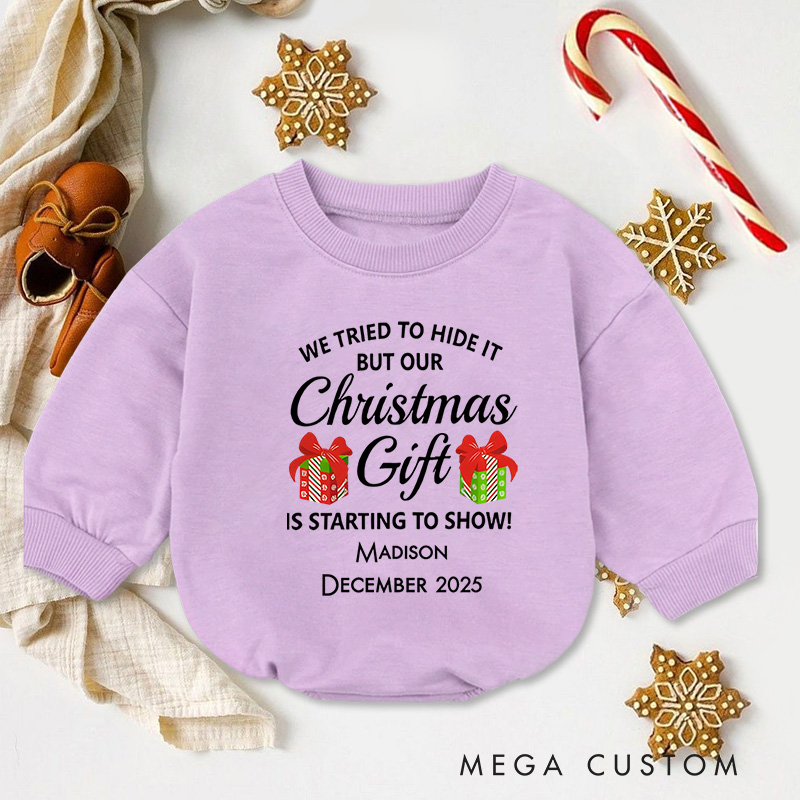 Personalized Christmas Gift Announcement Baby Onesie Perfect for Sharing Exciting Holiday News Baby Bodysuit