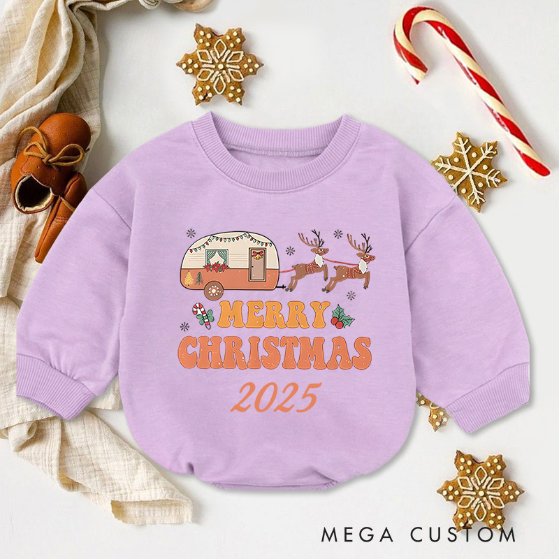 Personalized Merry Christmas Camper Baby Onesie Perfect for Festive and Playful Holiday Celebrations Baby Bodysuit