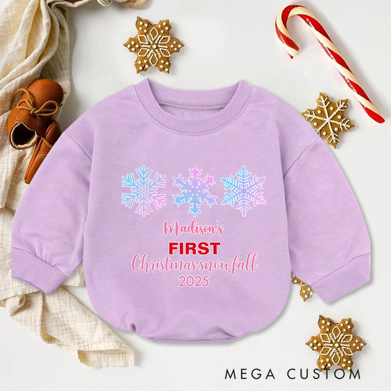 Personalized First Christmas Snowfall Baby Onesie Perfect for Cherishing a Baby’s Winter Holiday Moment Baby Bodysuit