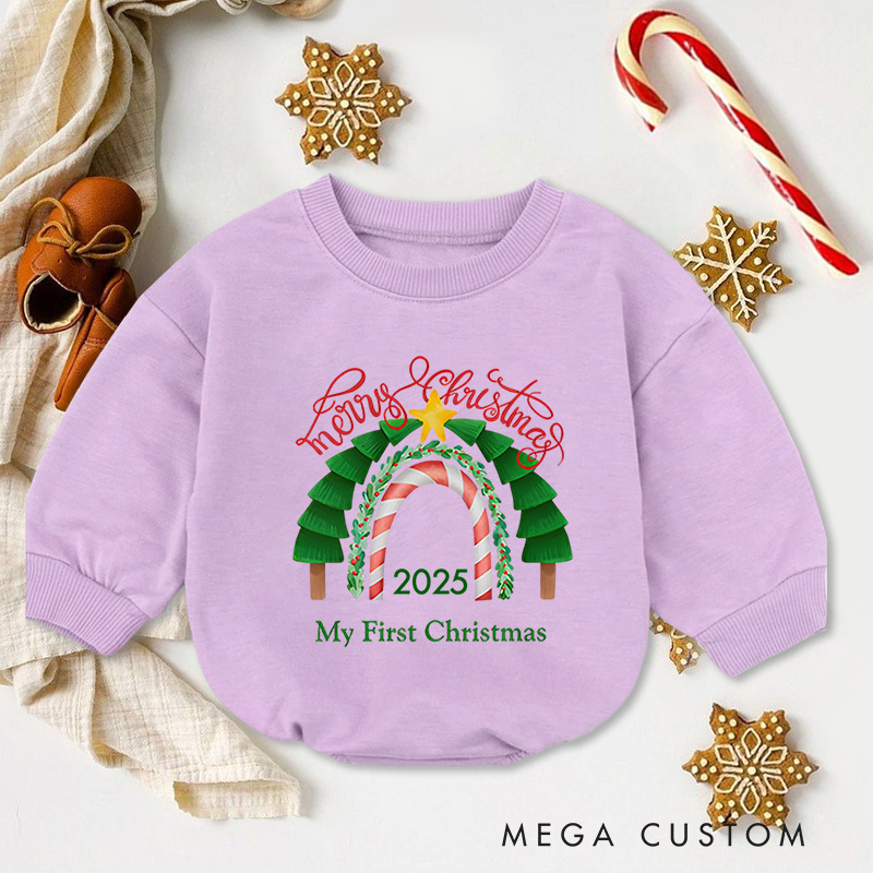 Personalized Rainbow Christmas Baby Onesie Perfect for Adding Brightness and Joy to Holiday Celebrations Baby Bodysuit