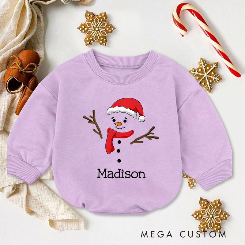 Personalized Snowman Baby Onesie Perfect for Adding Whimsy and Fun to a Baby’s Holiday Outfit Baby Bodysuit