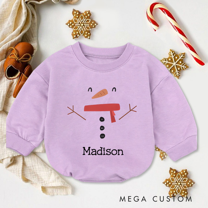 Personalized Snowman Face Baby Onesie Perfect for Adding Whimsy and Joy to a Baby’s Holiday Outfit Baby Bodysuit