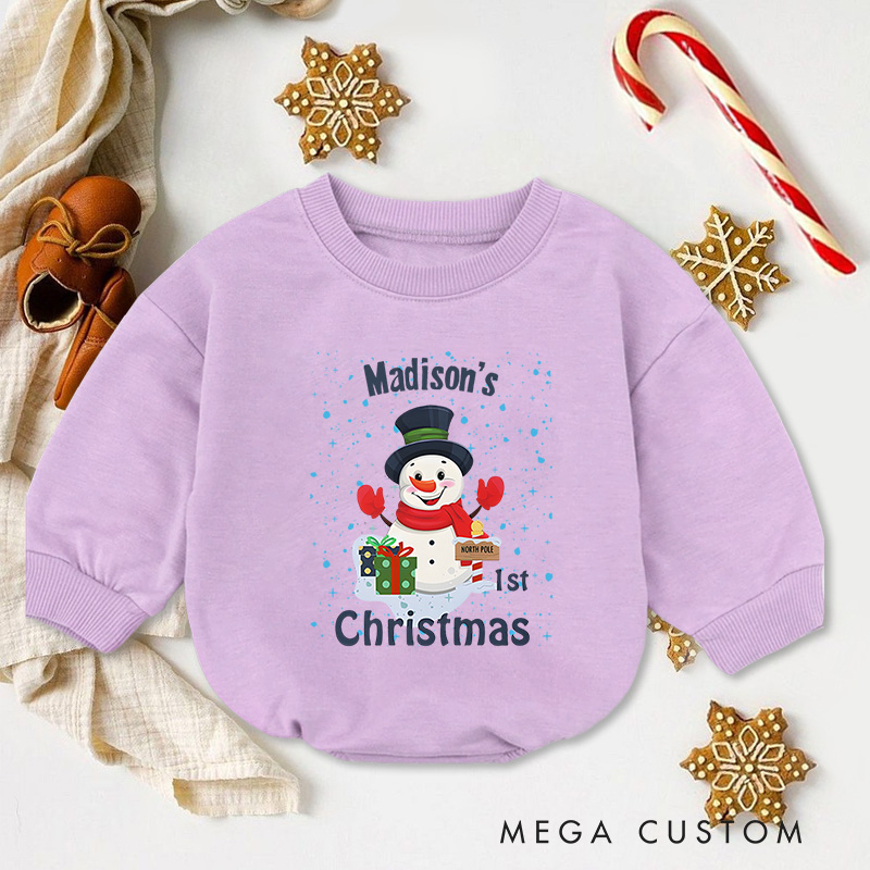 Personalized Baby’s First Christmas Snowman Baby Onesie Perfect for Celebrating a Baby’s Holiday Milestone Baby Bodysuit