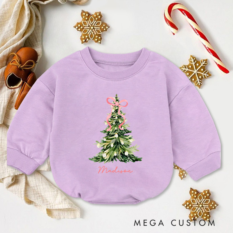 Personalized Christmas Tree Baby Onesie Perfect for Celebrating the Holiday Spirit with Festive Charm Baby Bodysuit