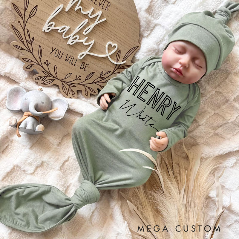 Personalized Bold and Elegant Name Typography Keepsake for Babies Baby Gowns