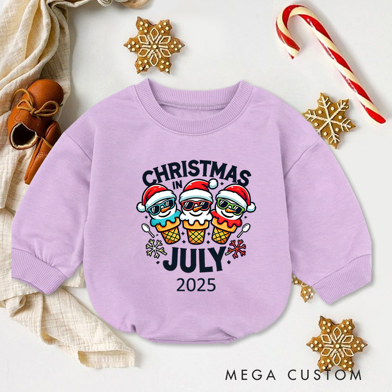 Personalized Christmas in July Ice Cream Baby Onesie Perfect for Adding Fun to Summer Holiday Celebrations Baby Bodysuit