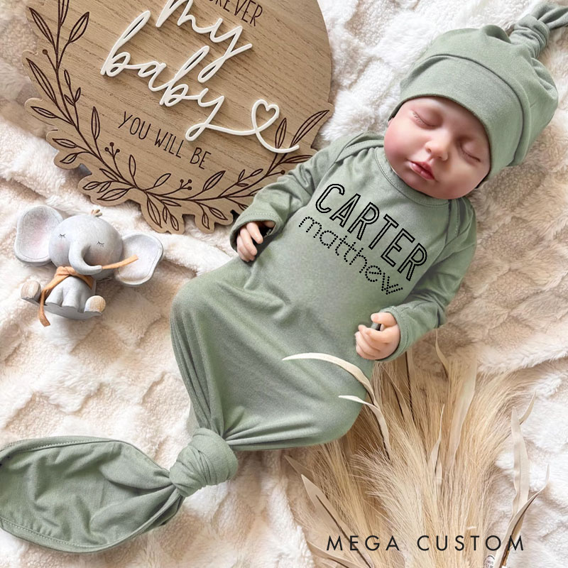 Personalized Bold and Dotted Typography Name Keepsake for Stylish Babies Baby Gowns