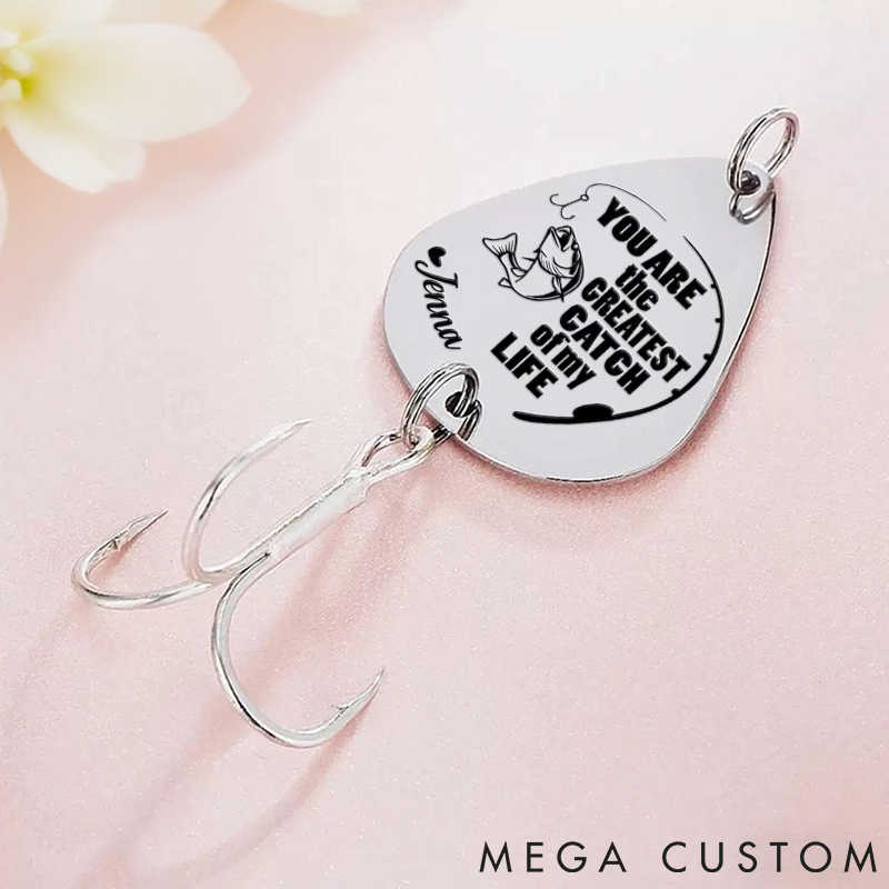 Personalized Fishing Keychain Greatest Catch Gift For Husband Boyfriend Engraved Gift Fisherman Personalized Valentines Anniversary Gift For Him