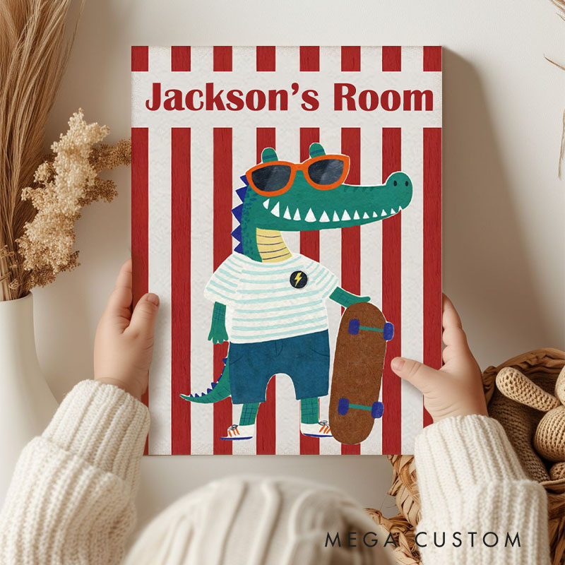 Personalized Room Decor for Kids with Custom Name and Playful Animal Illustration