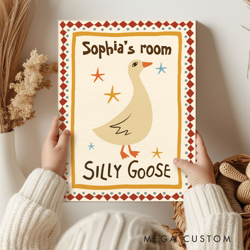 Personalized Silly Goose Poster with Custom Name for Playful and Fun Kids Room Decor