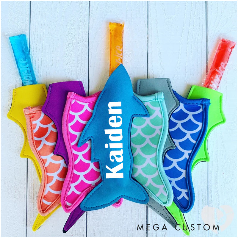 Personalized Shark Popsicle Holder for Kids to Keep Hands Warm and Snacks Cool During Summer Adventures